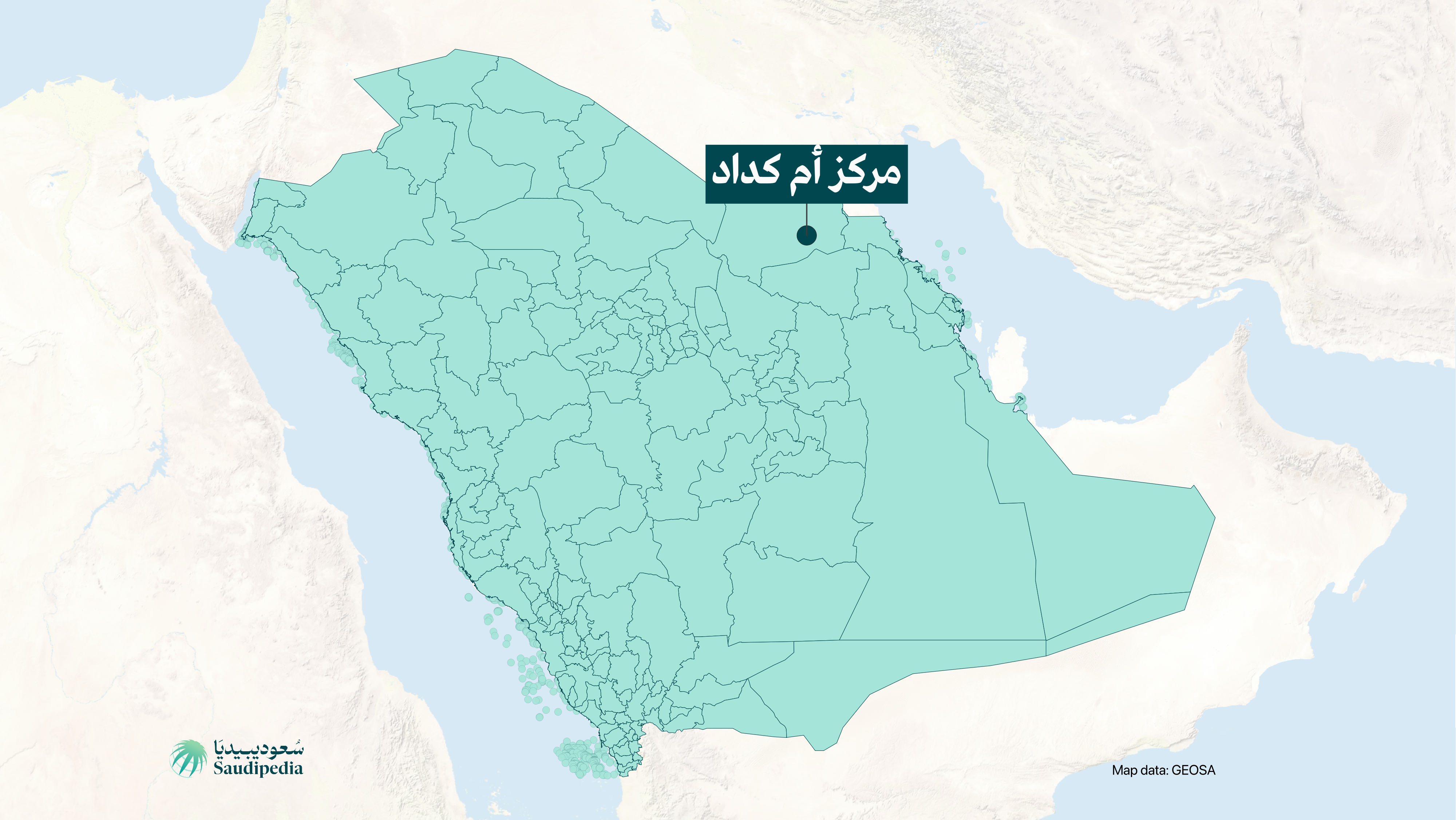 مركز أم كداد على خارطة السعودية