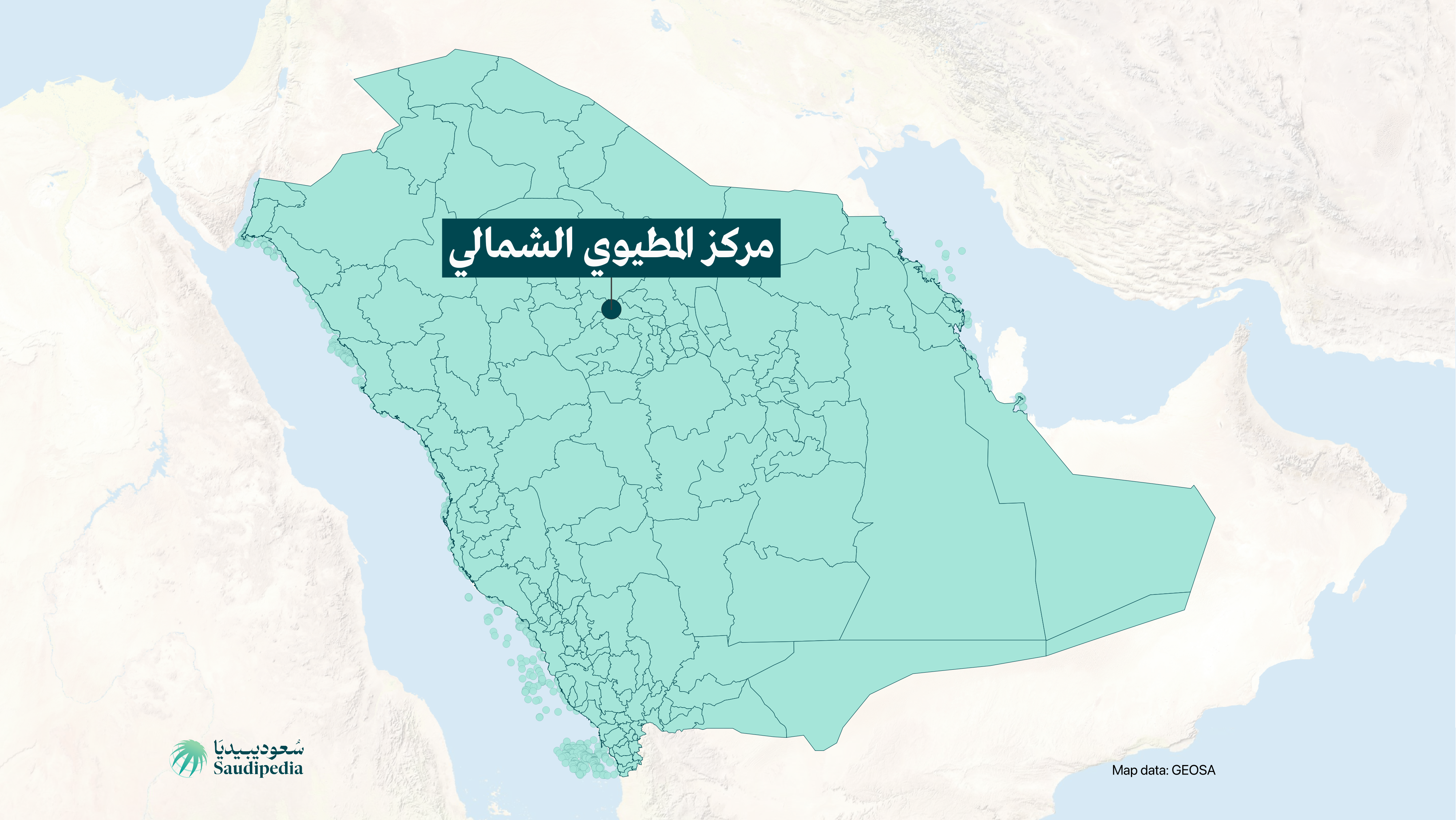 مركز المطيوي الشمالي على خارطة السعودية