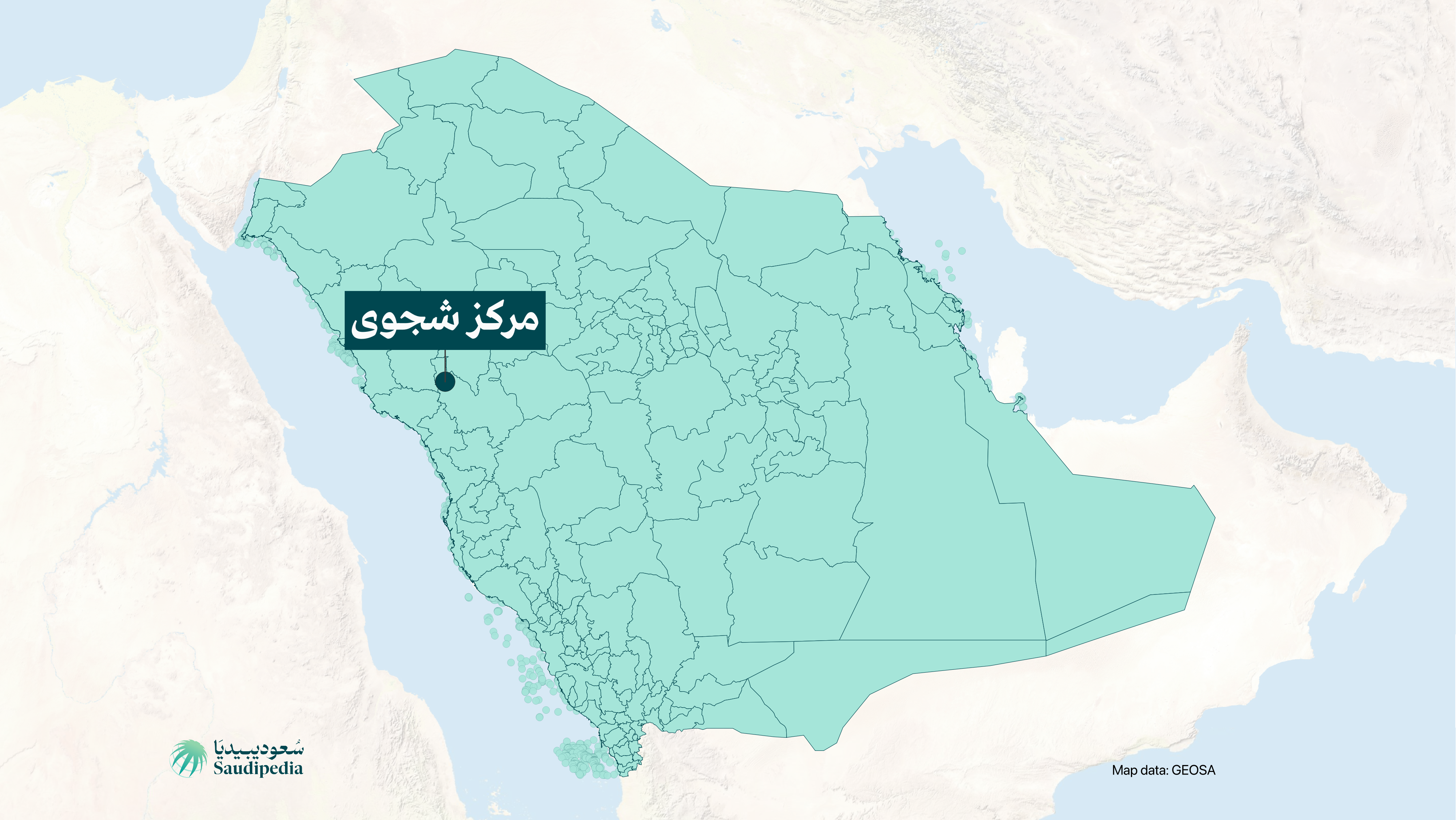 مركز شجوى على خارطة السعودية