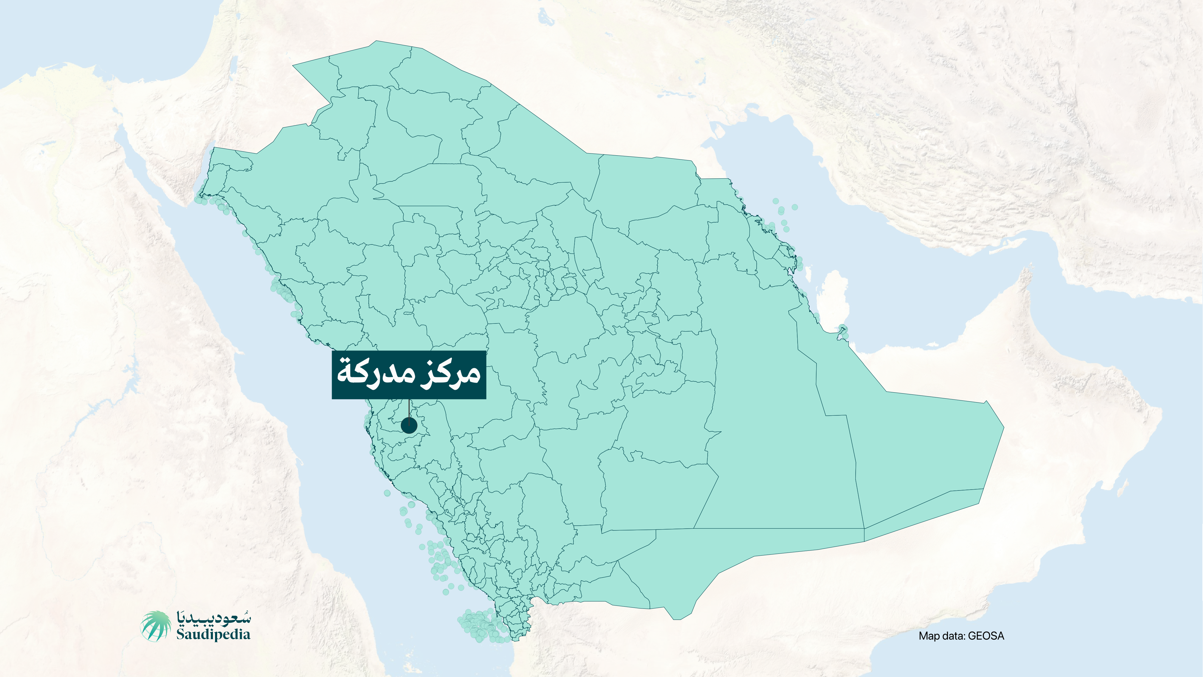 مركز مدركة على خارطة السعودية