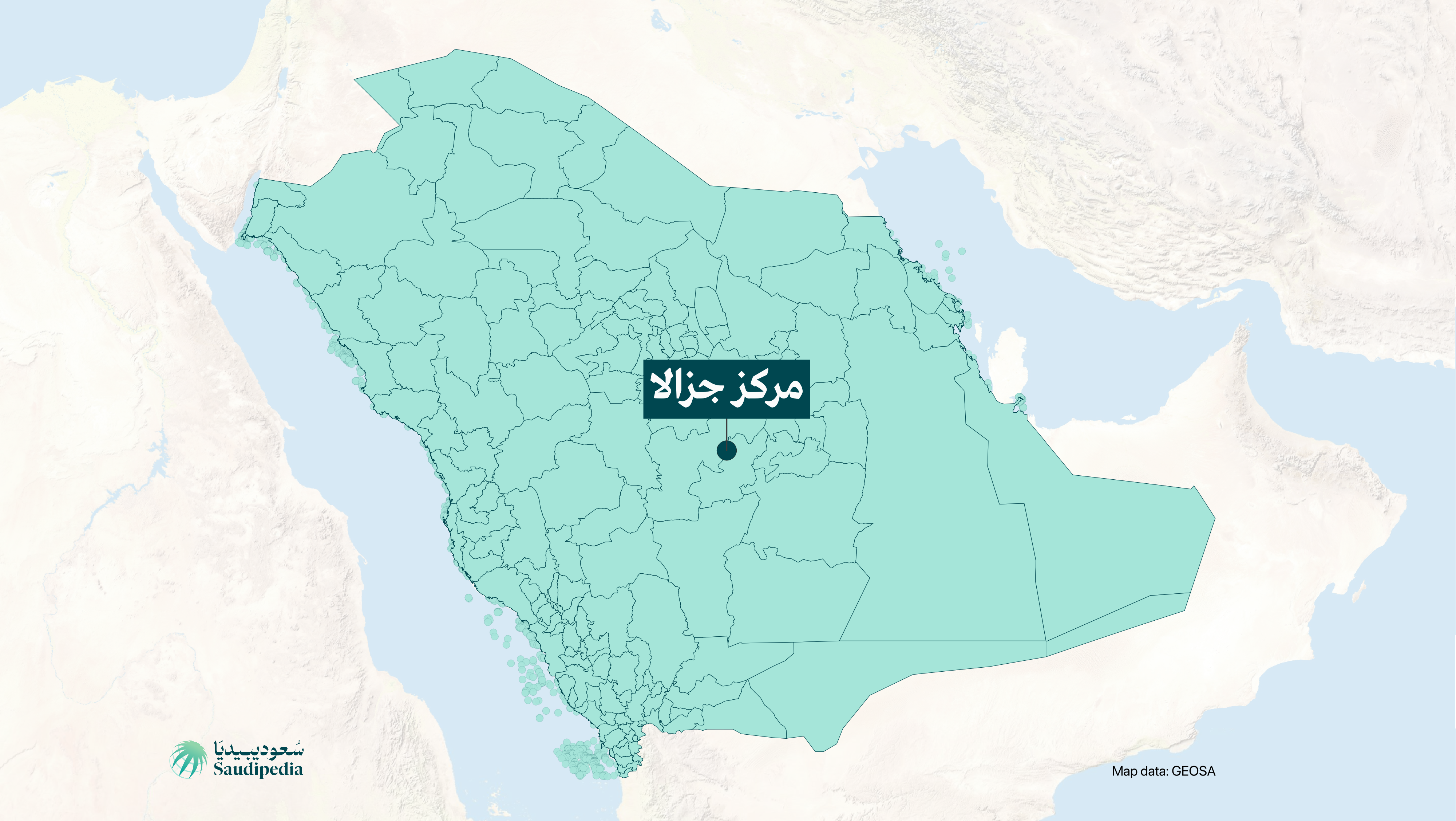 مركز جزالا الشمالي على خارطة السعودية