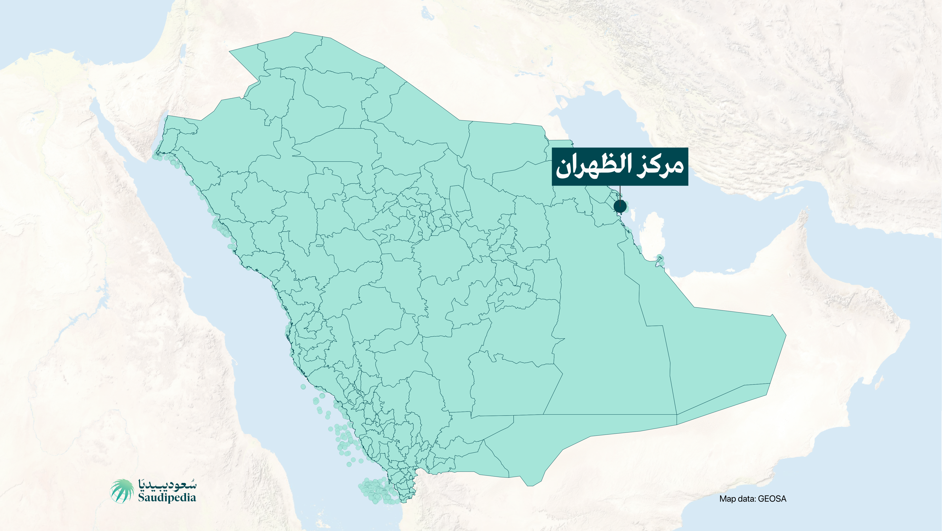 مركز الظهران على خارطة السعودية