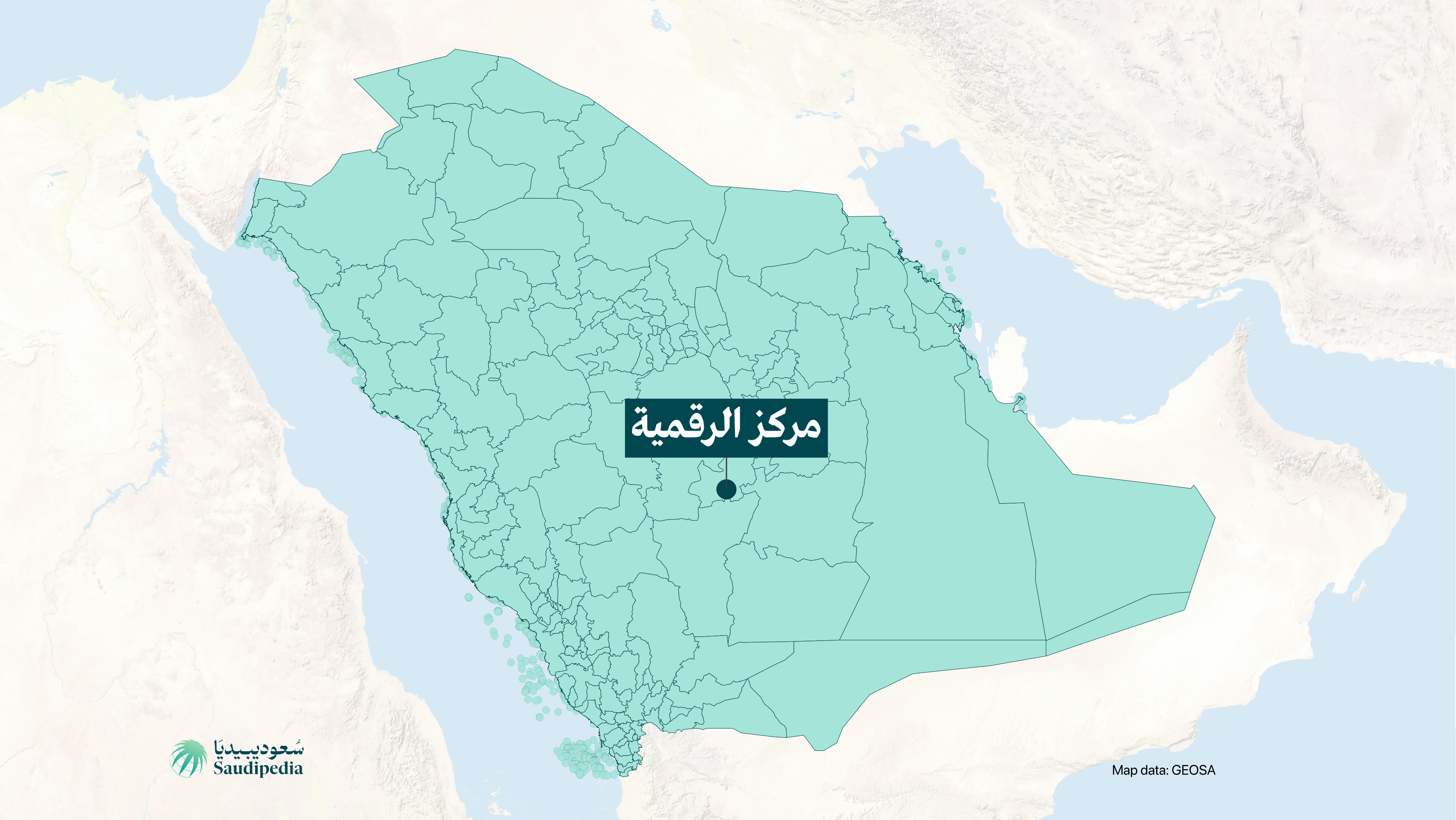 مركز الرقمية على خارطة السعودية