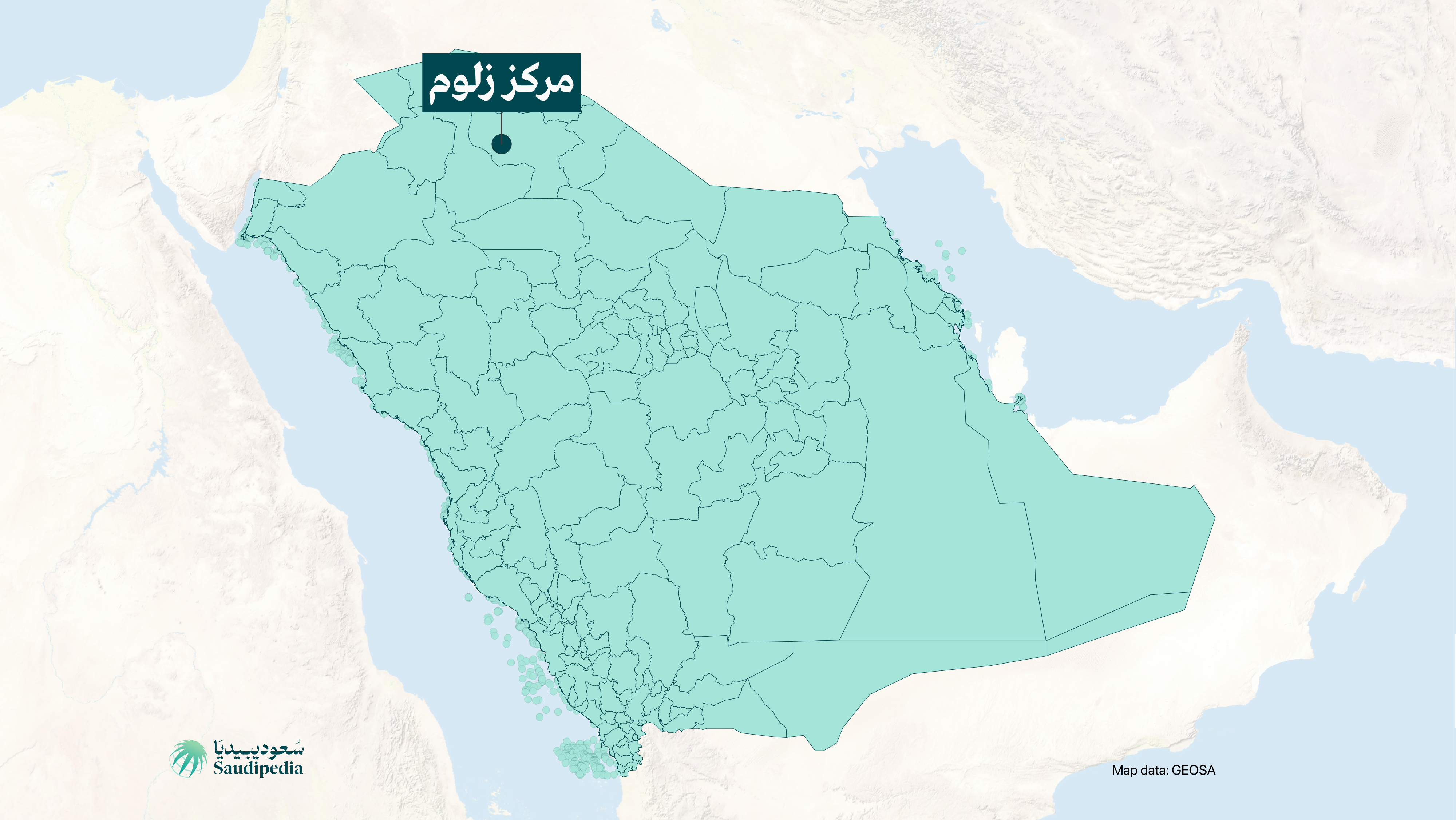 مركز زلوم على خارطة السعودية