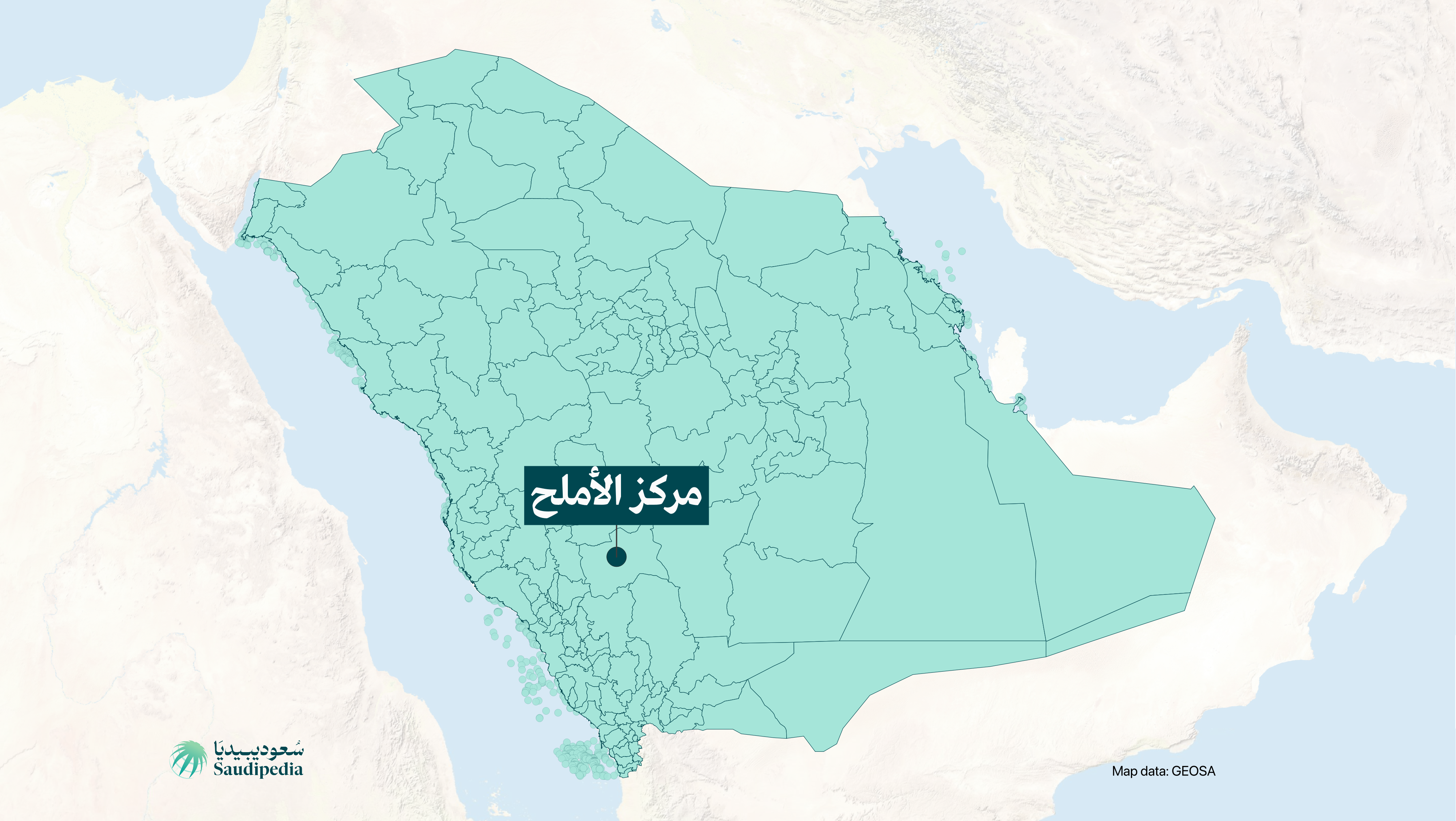 مركز الأملح على خارطة السعودية