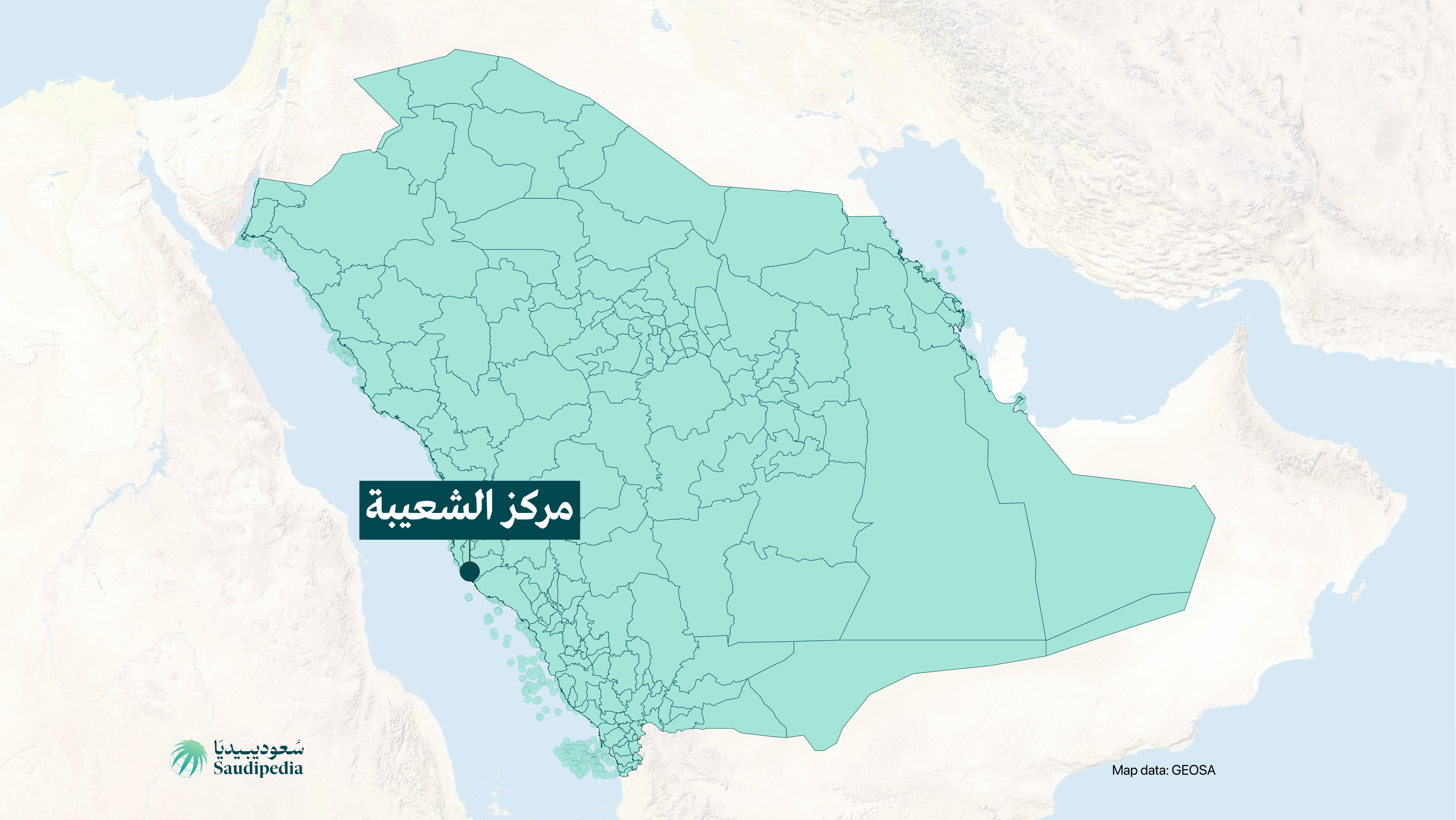 مركز الشعيبة على خارطة السعودية
