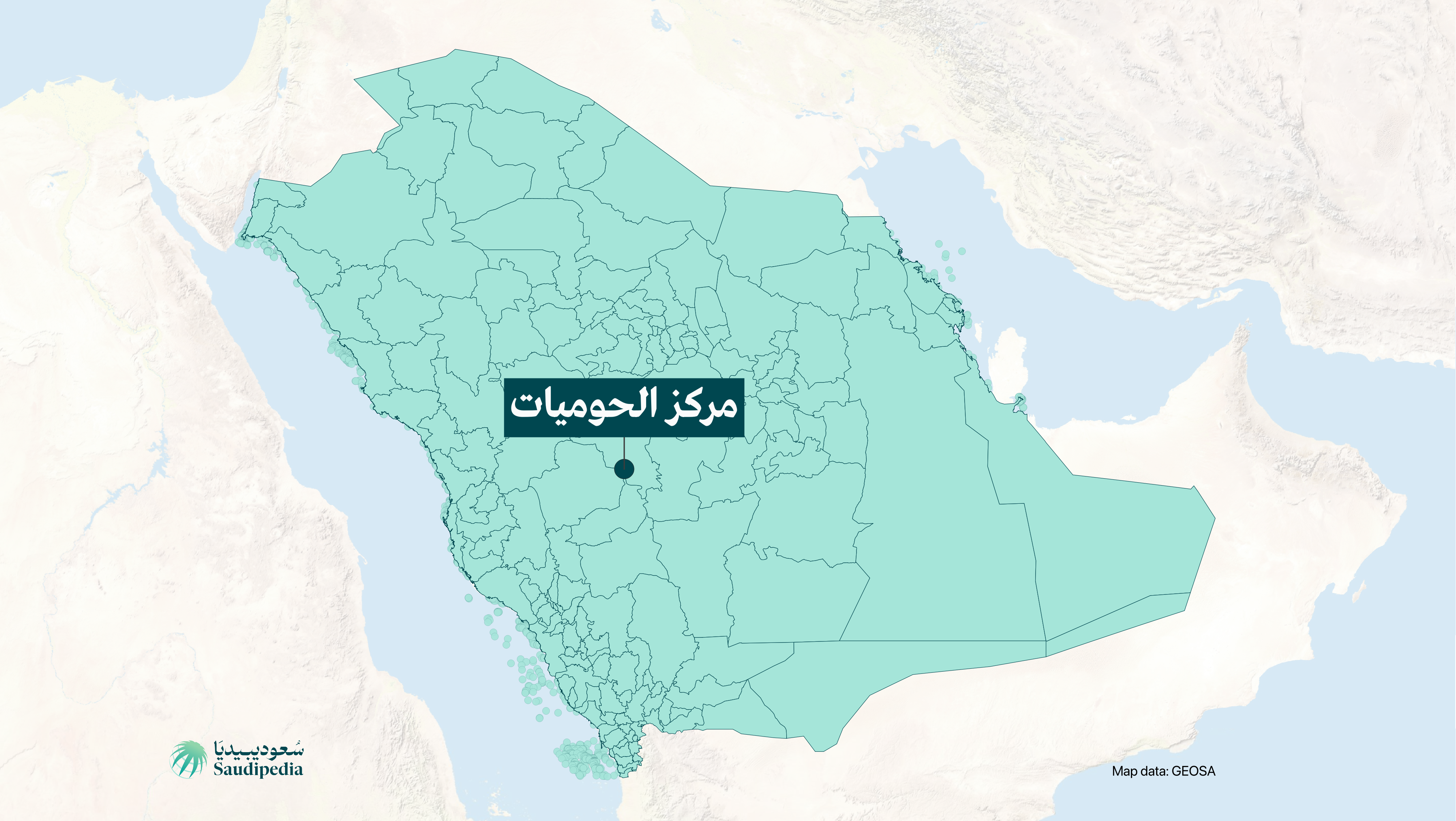 مركز الحوميات على خارطة السعودية