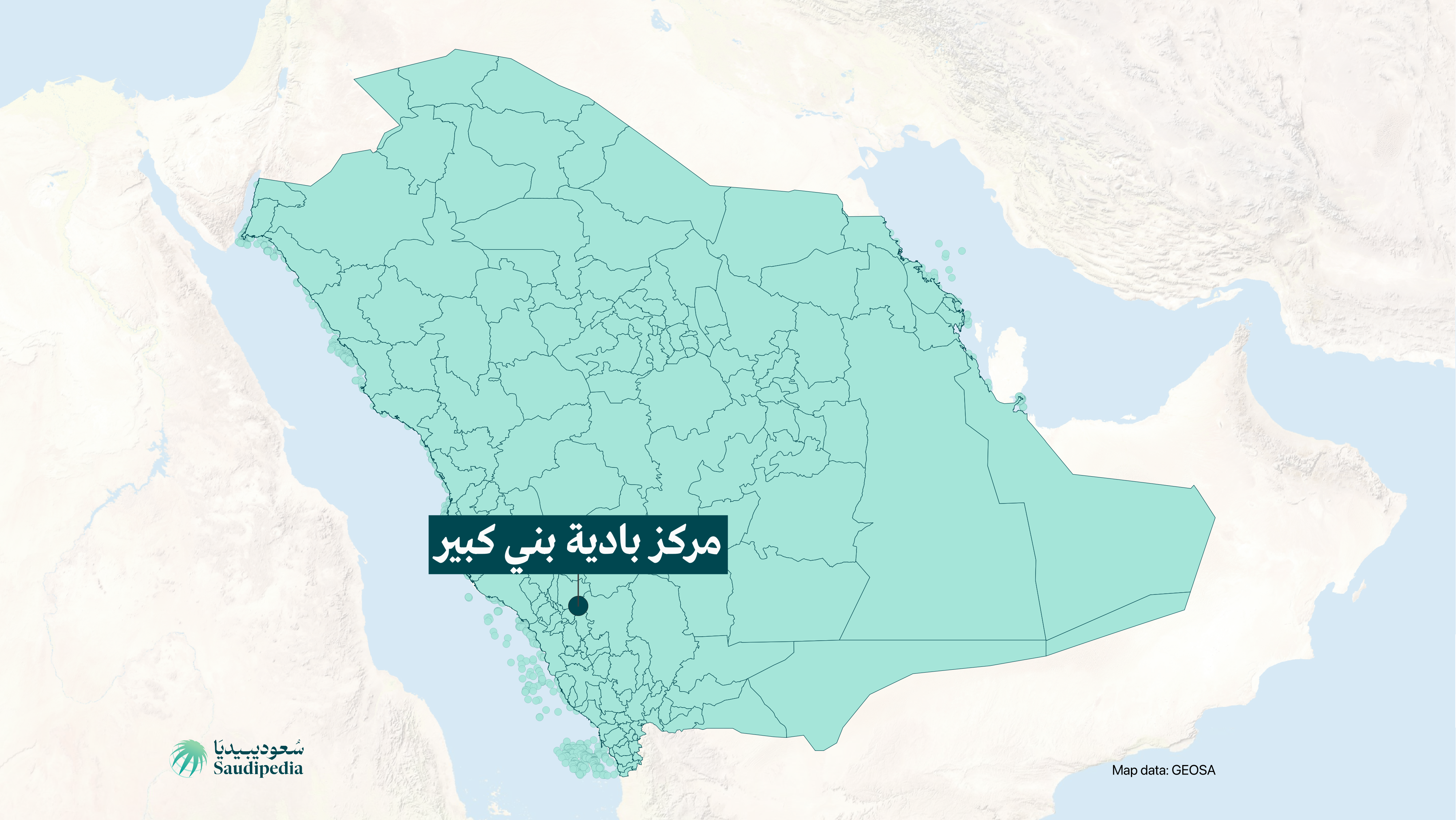 مركز بادية بني كبير على خارطة السعودية