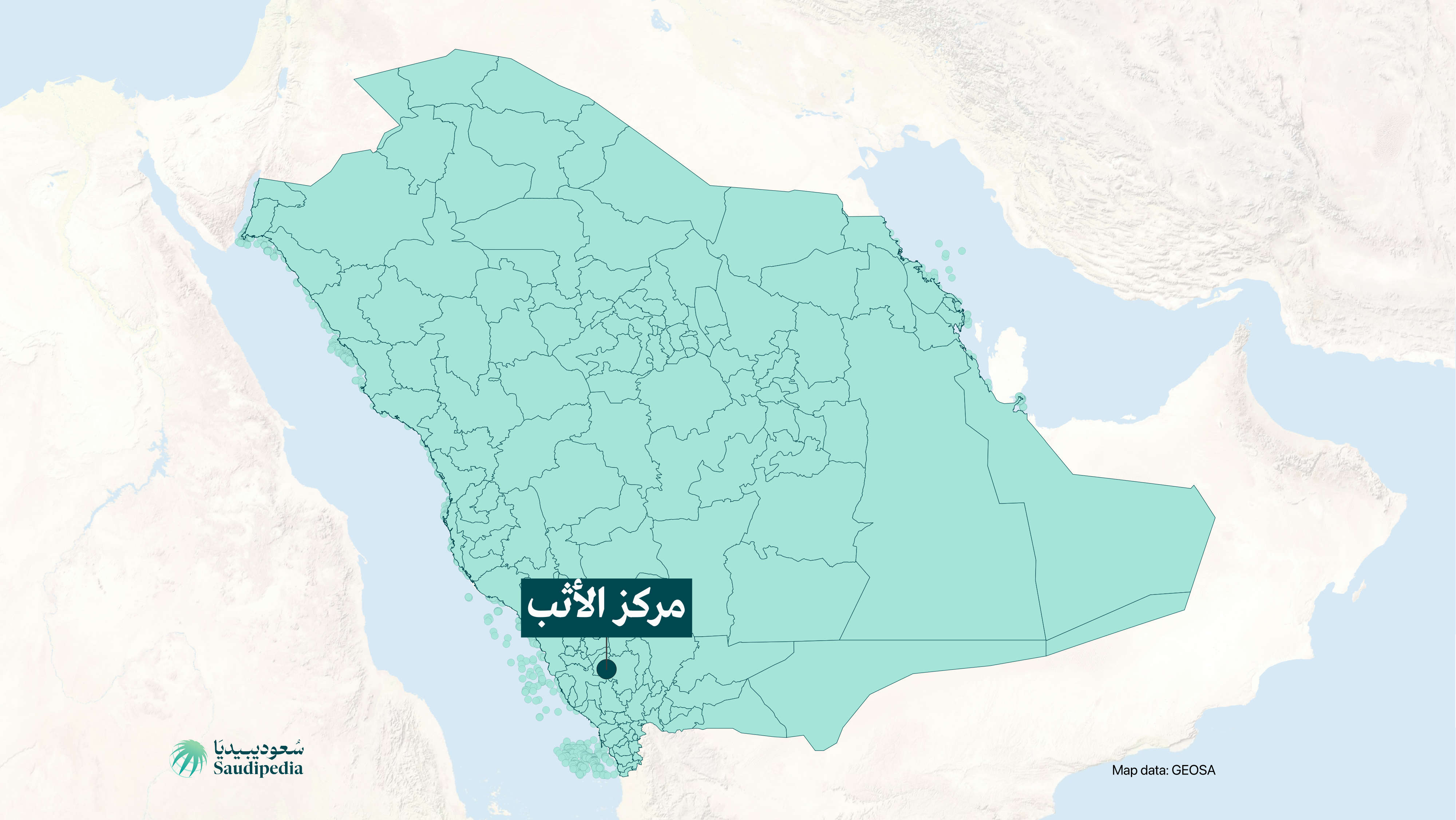 مركز الأثب على خارطة السعودية