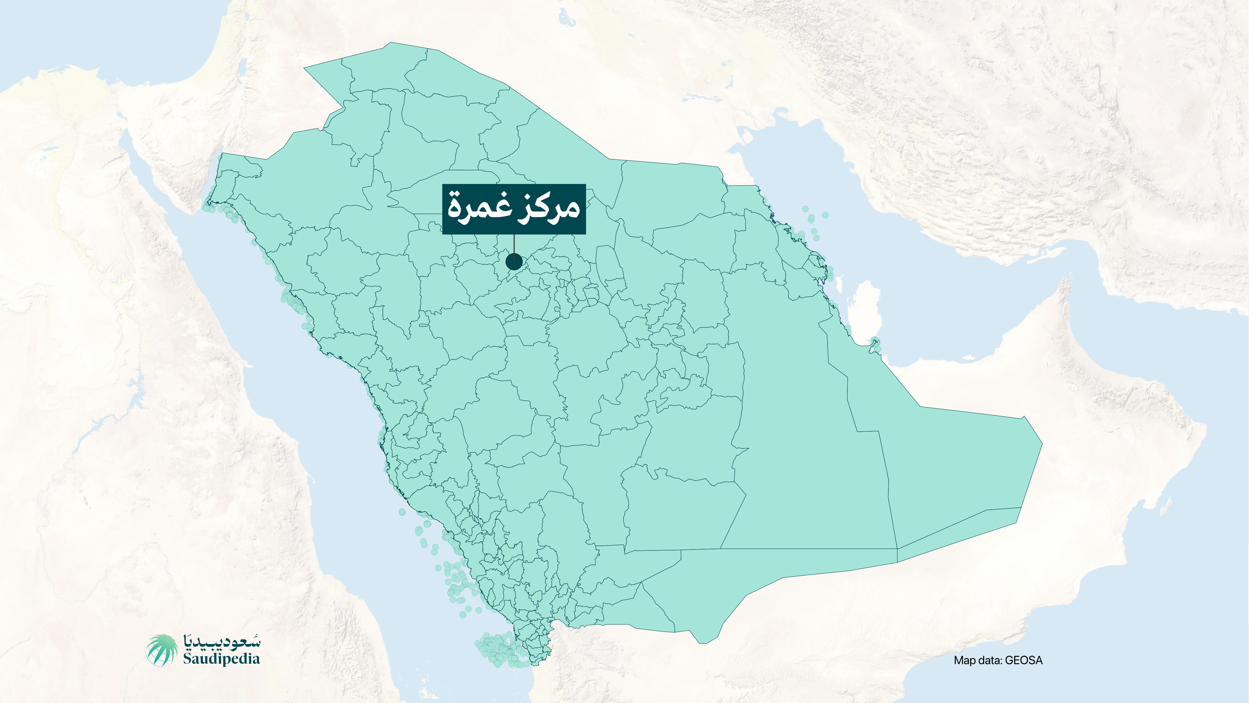 مركز غمرة على خارطة السعودية