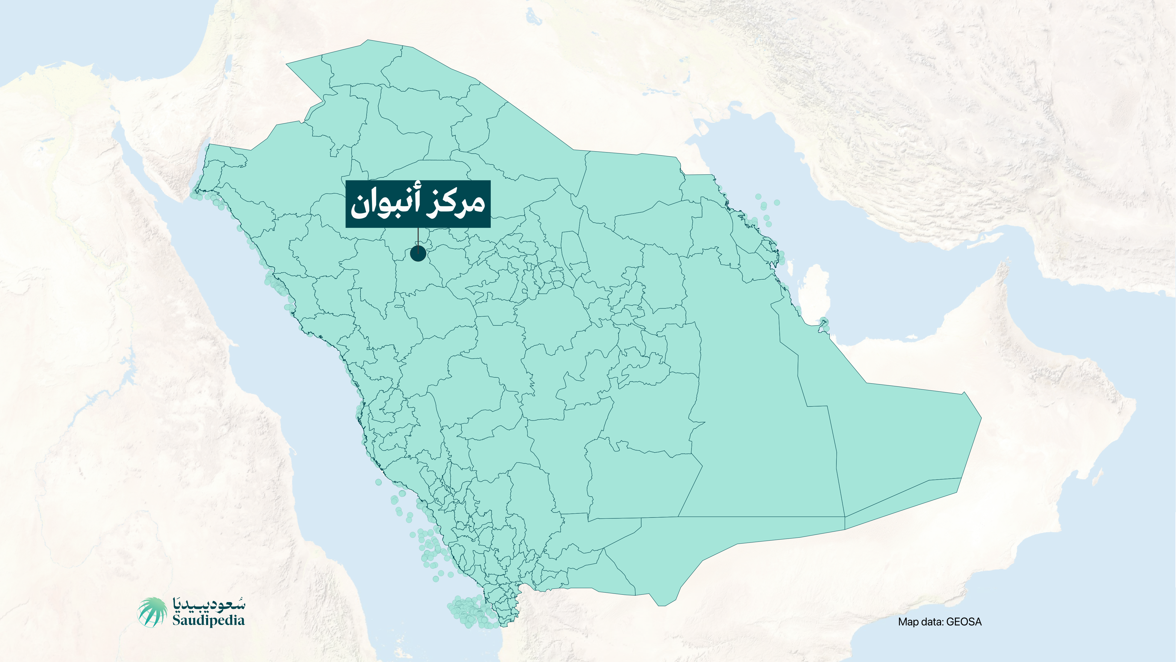 مركز أنبوان على خارطة السعودية