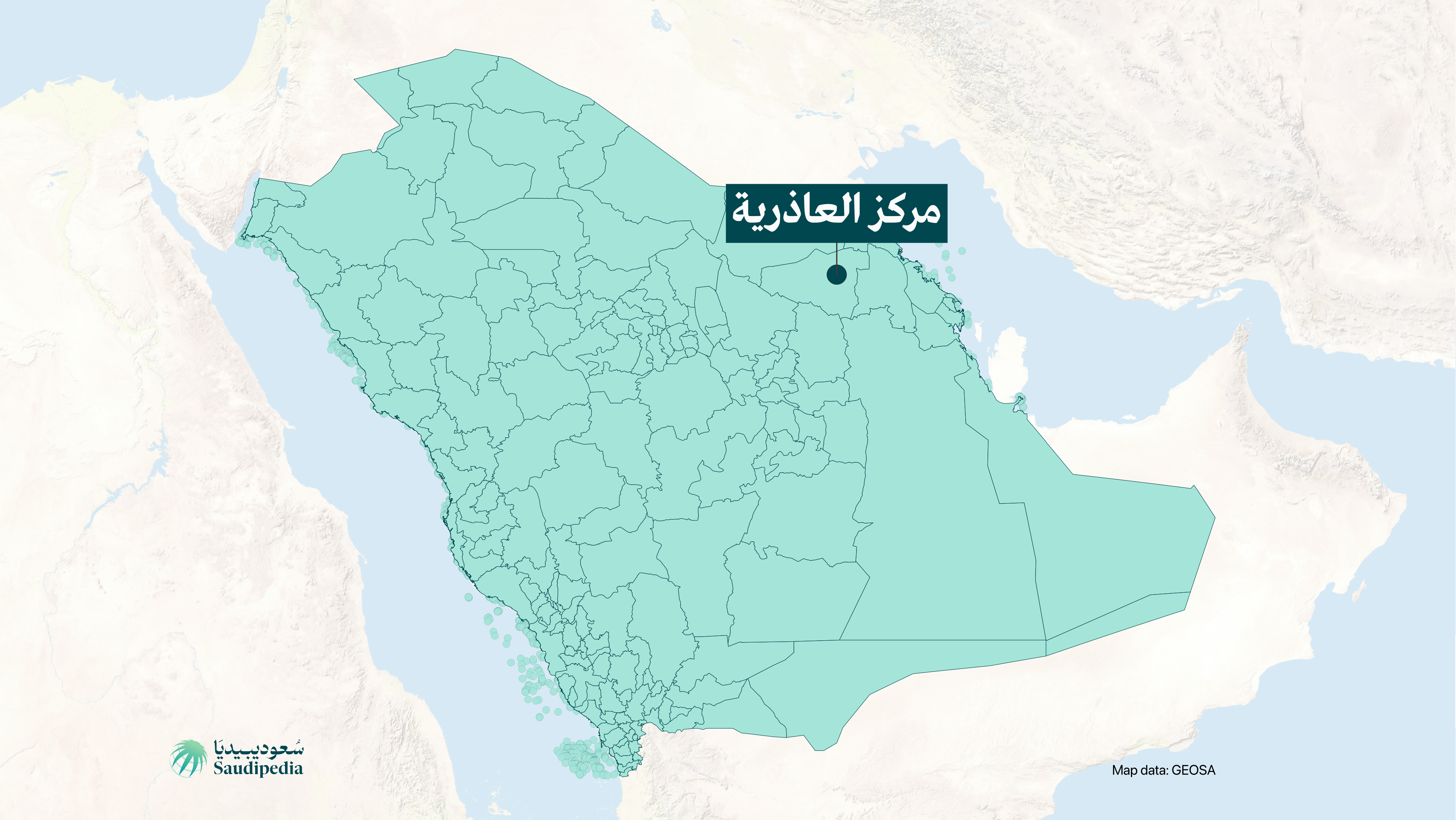 مركز العاذرية على خارطة السعودية