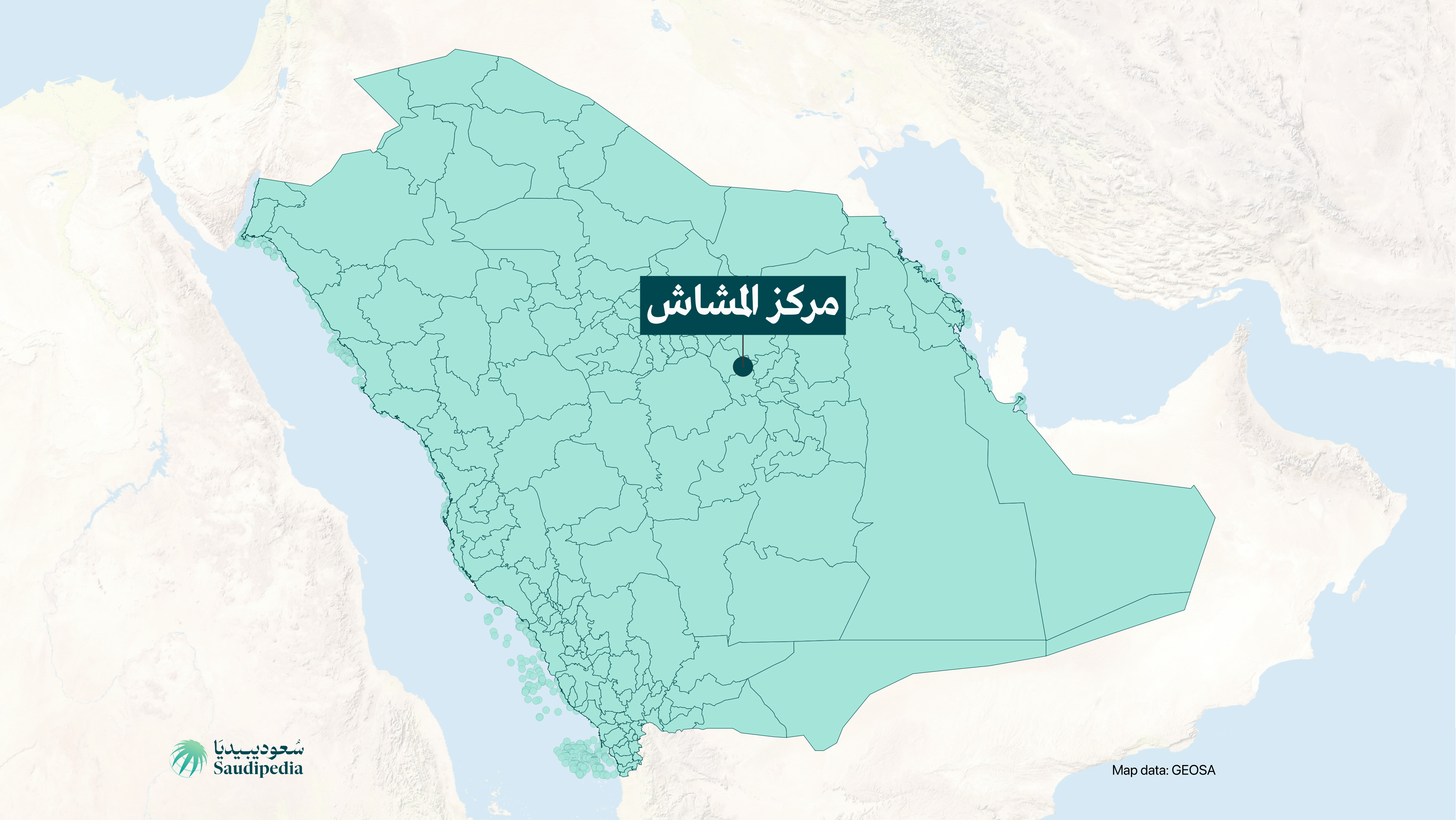مركز المشاش على خارطة السعودية