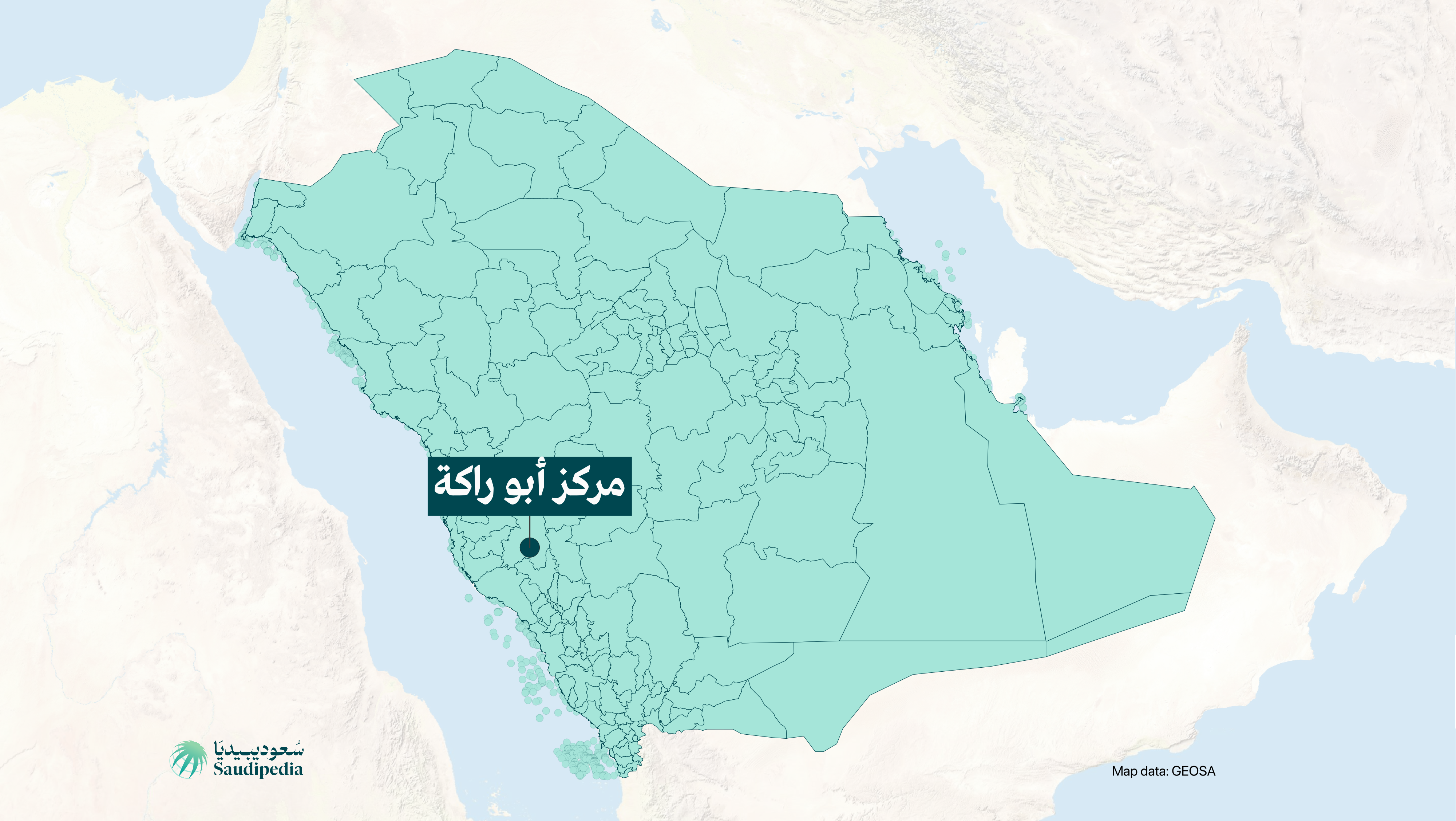 مركز أبو راكة على خارطة السعودية