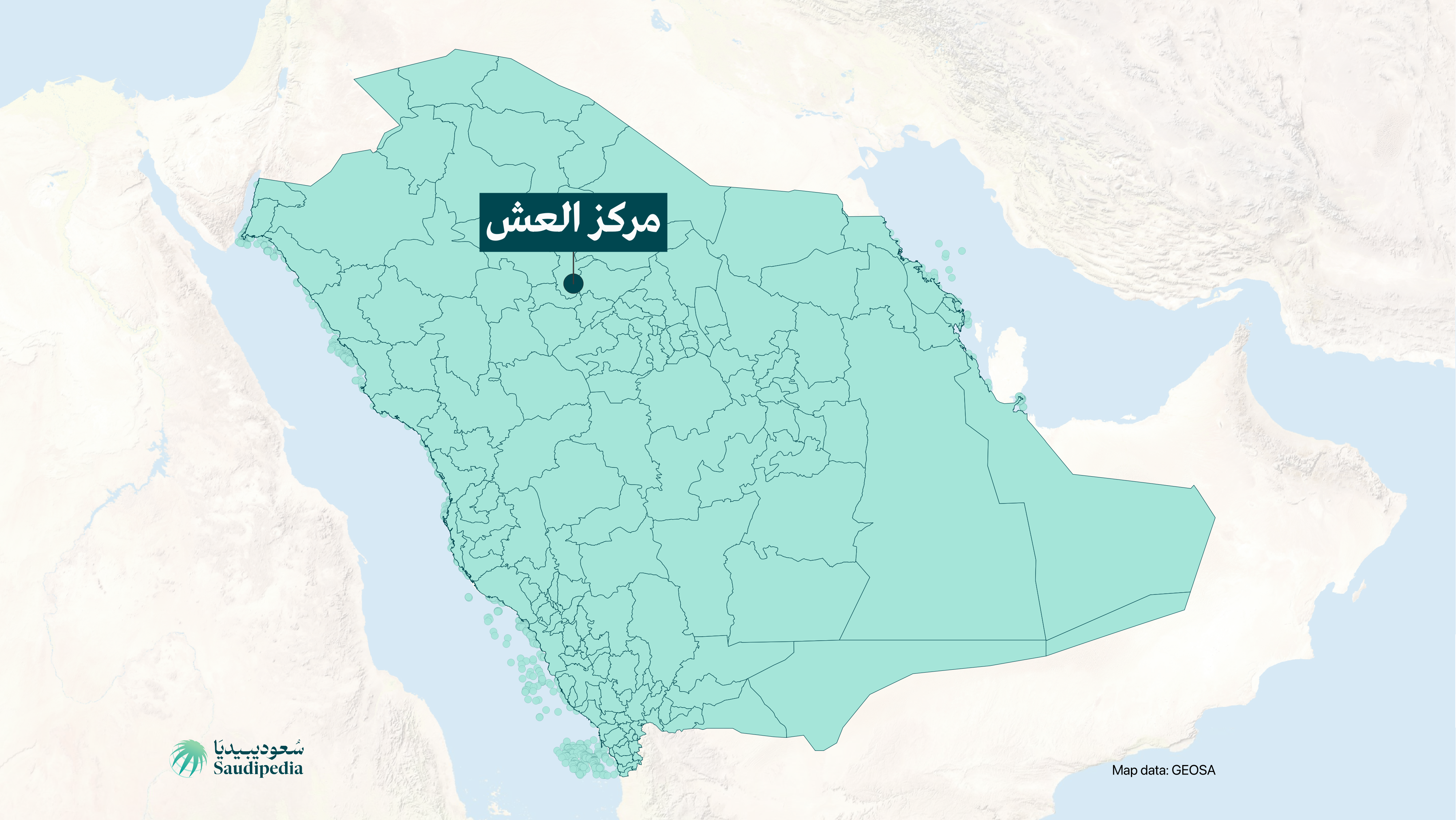 مركز العش على خارطة السعودية