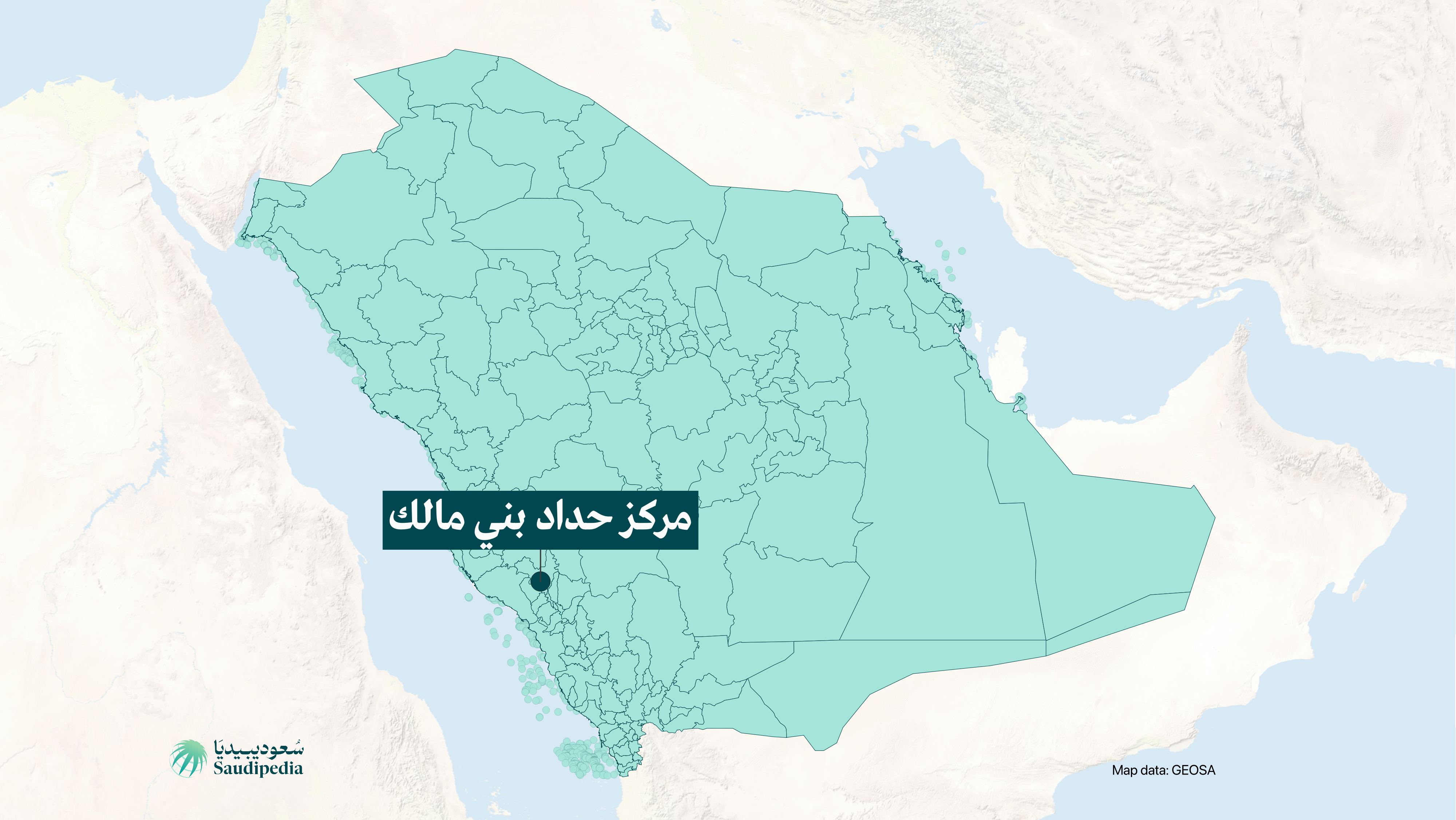 مركز حداد بني مالك على خارطة السعودية