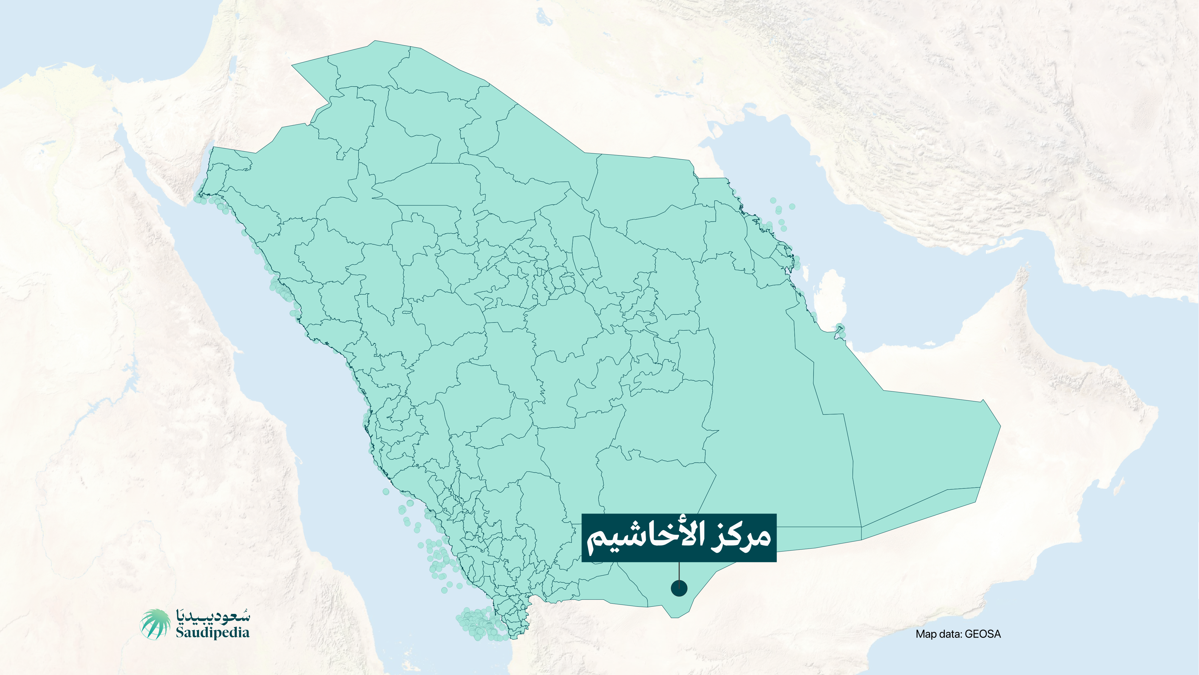 مركز الأخاشيم على خارطة السعودية